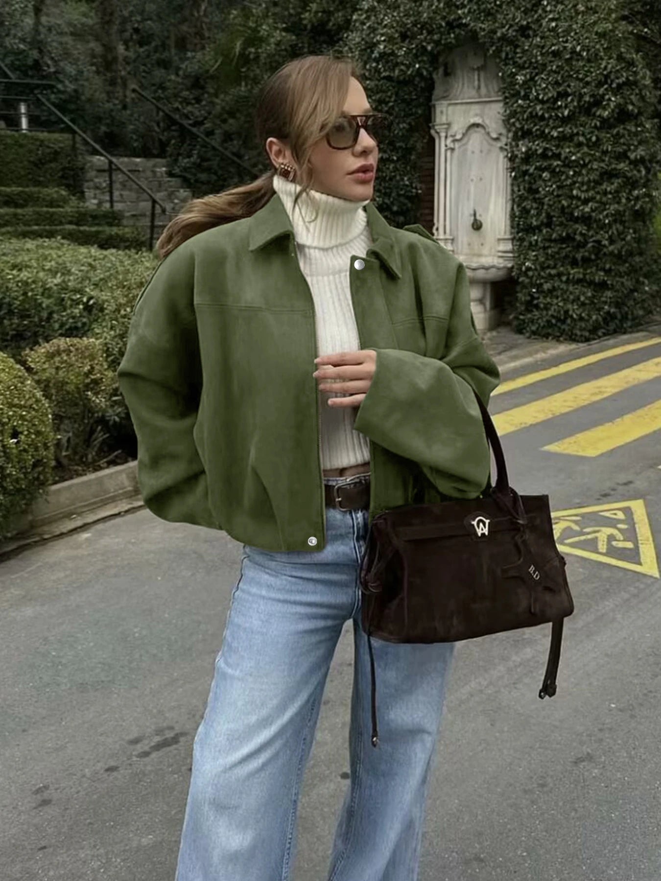 Oversized Bomber Jacket | Cropped Minimalist Coat