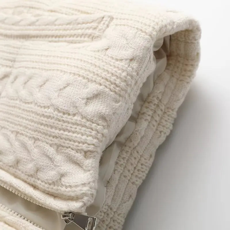 Women’s Cable Knit Puffer Vest | Cozy Zip Up Sleeveless Winter Jacket