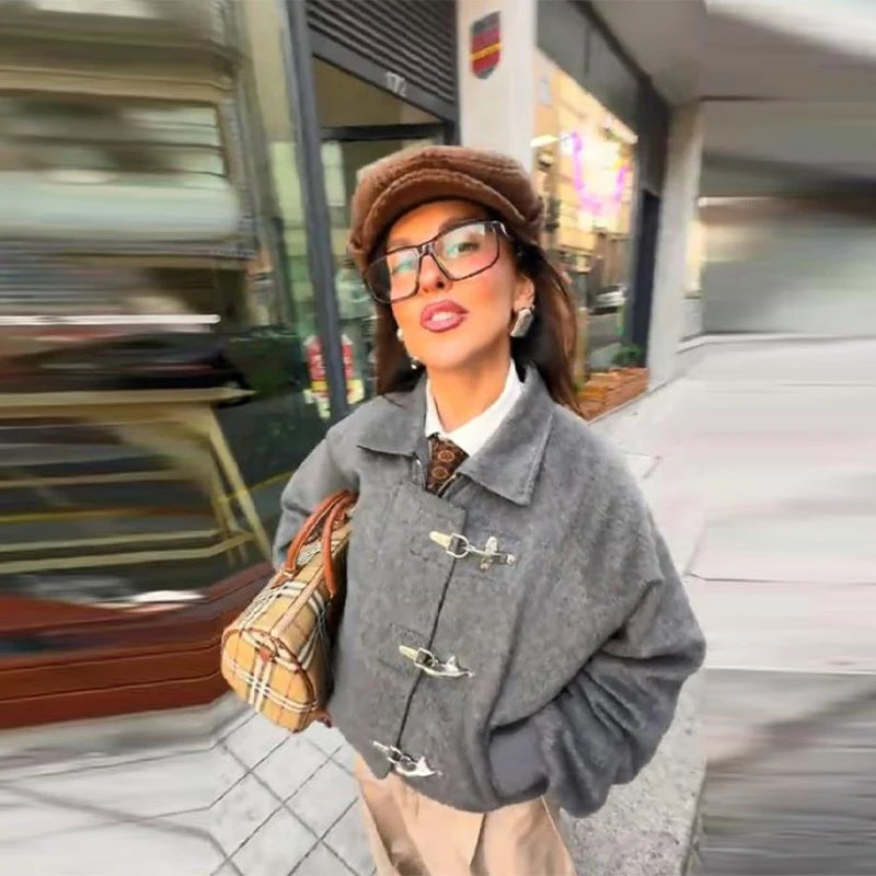 Women’s Oversized Toggle Jacket | Vintage Wool Blend Casual Coat