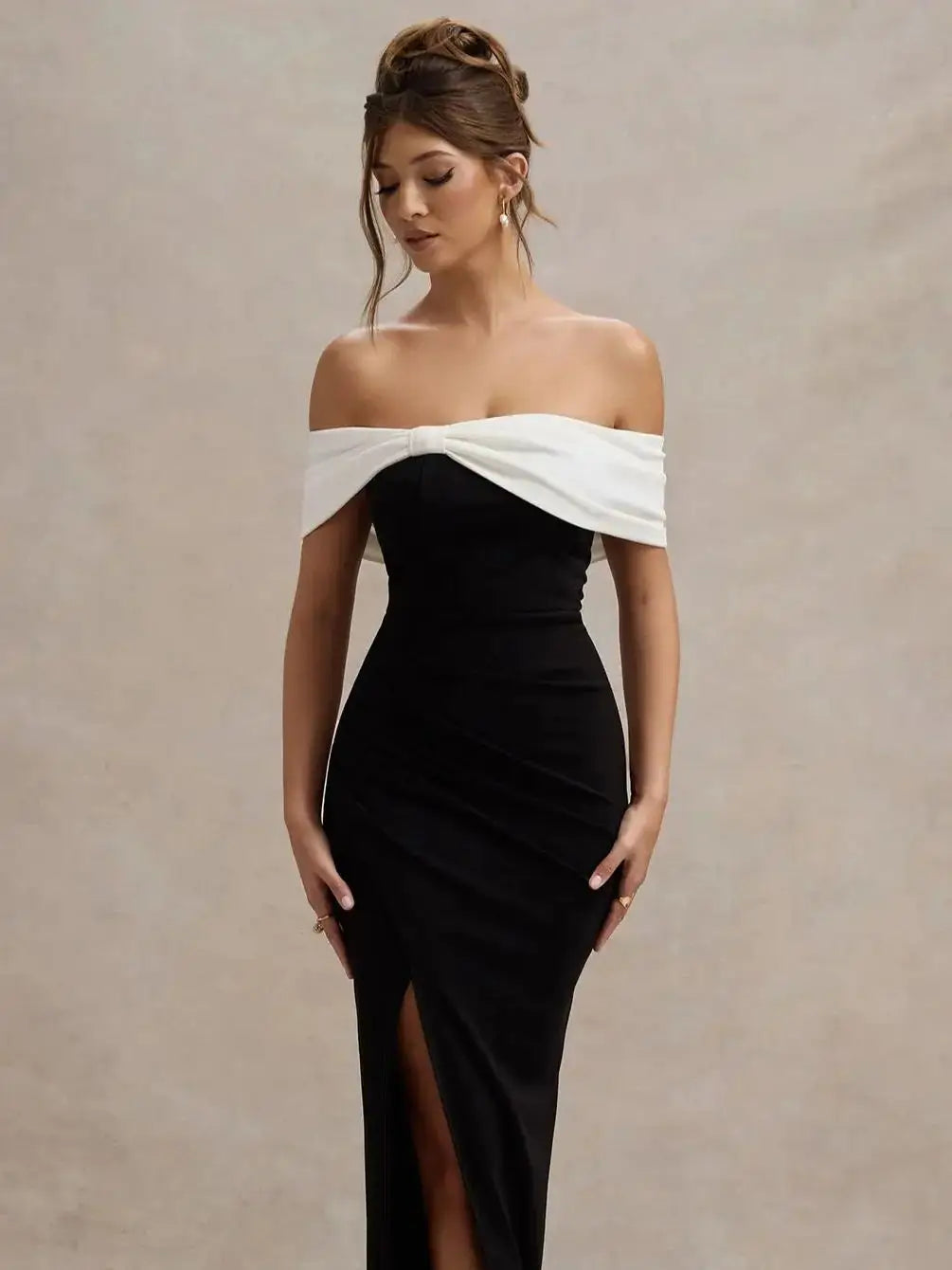 Off Shoulder Bodycon Maxi Dress Women | High Split Elegant Evening Dress