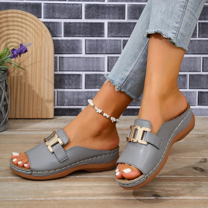 Women’s orthopaedic Comfort Slide Sandals – Casual Open Toe Flat Slippers for Everyday, Travel & Summer Wear