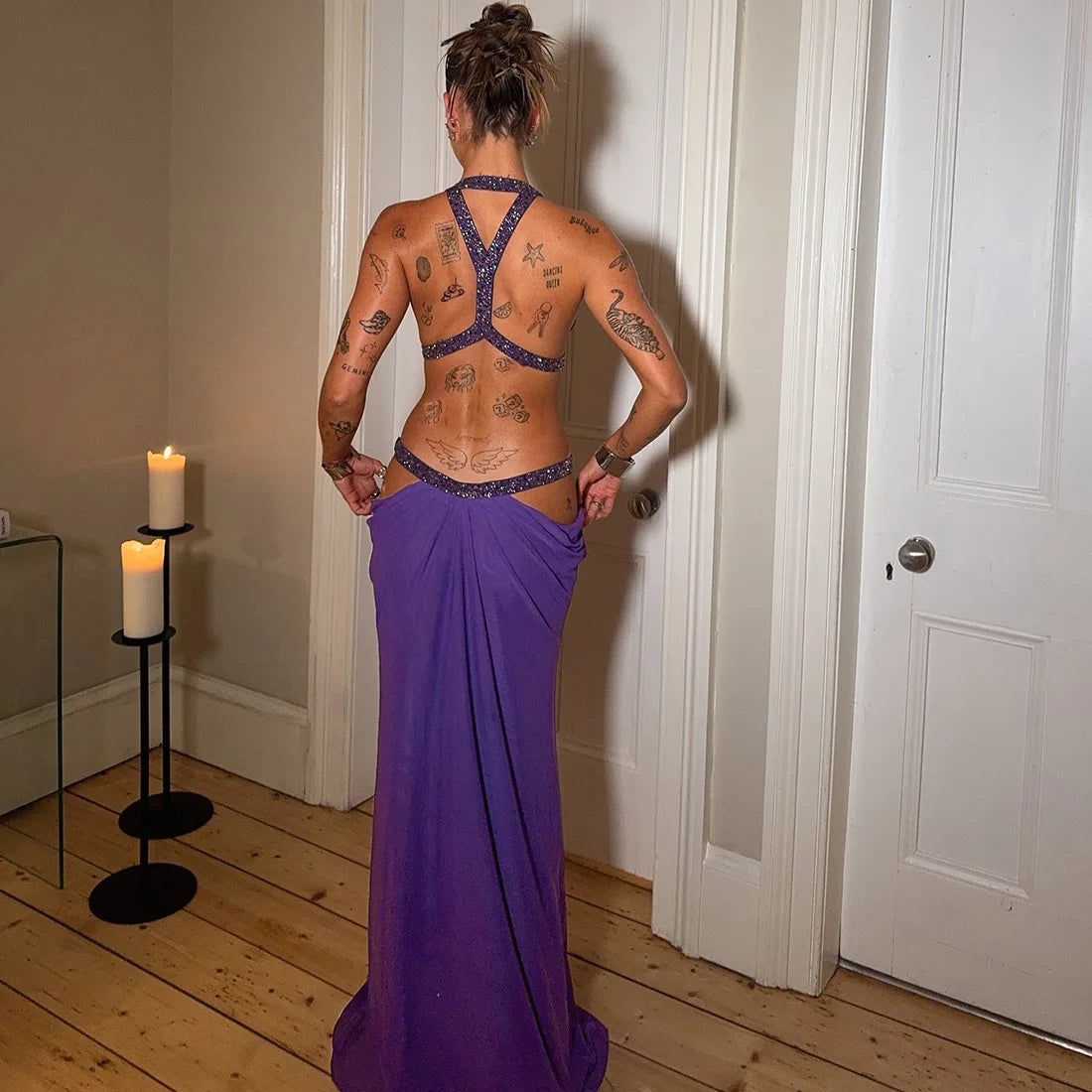 Women’s Cut Out Halter Maxi Dress | Elegant Backless Evening Gown for Resort & Vacation Wear