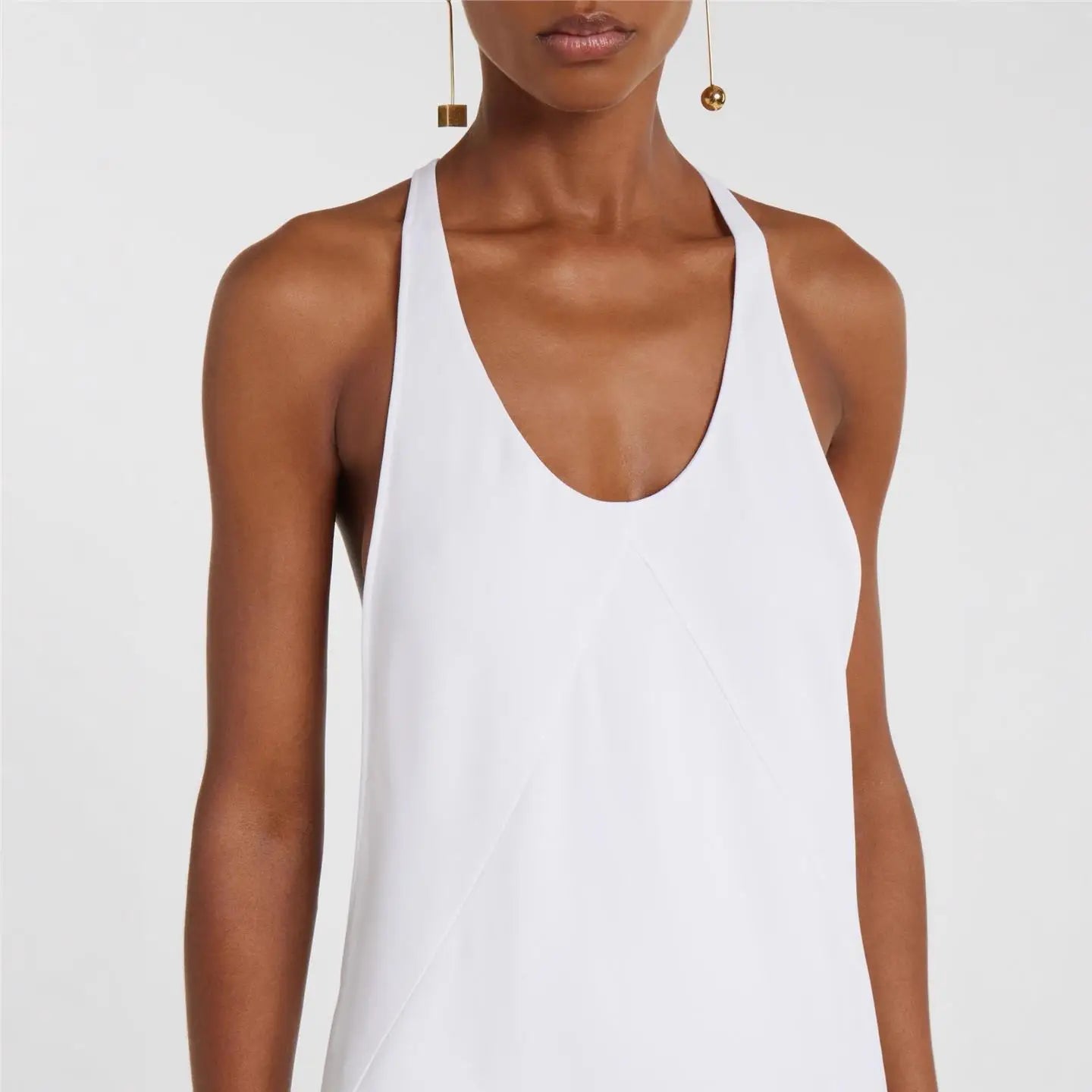 Women’s White Backless Maxi Dress | Elegant Racerback Sleeveless Evening Gown for Resort, Beach & Special Occasions