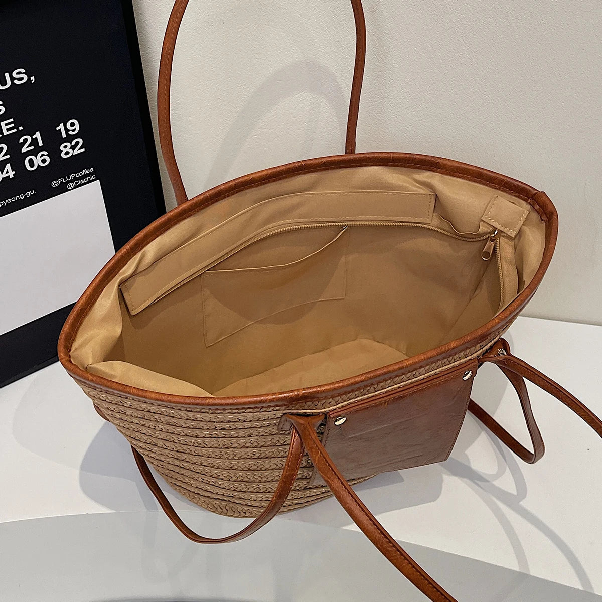 Woven Straw Tote Bag for Women | Summer Beach Shoulder Handbag | Boho Casual Shopper Purse | Large Capacity Travel Bag