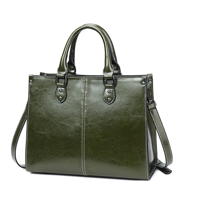 Vintage Leather Tote Bag for Women | Elegant Office Shoulder Handbag | Large Capacity Crossbody Purse | Classic Everyday Shopper Bag