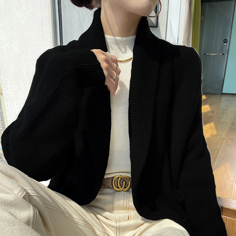 Women’s Oversized Knit Cardigan | Cozy Button Front Shawl Collar Sweater
