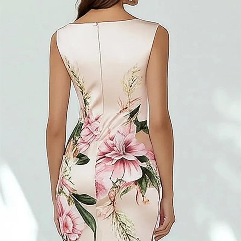 Floral Bodycon Midi Dress Women | Sleeveless V Neck Elegant Occasion Dress