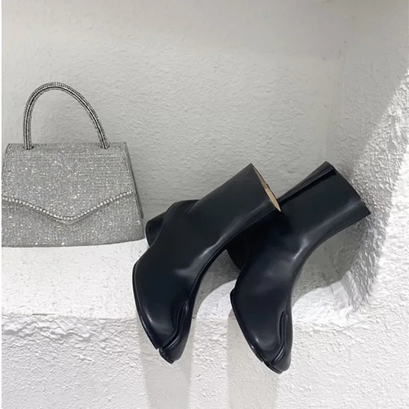 Women’s Minimal Mid-Calf Boots – Soft Leather Style Casual Boots for Everyday & Streetwear Fashion