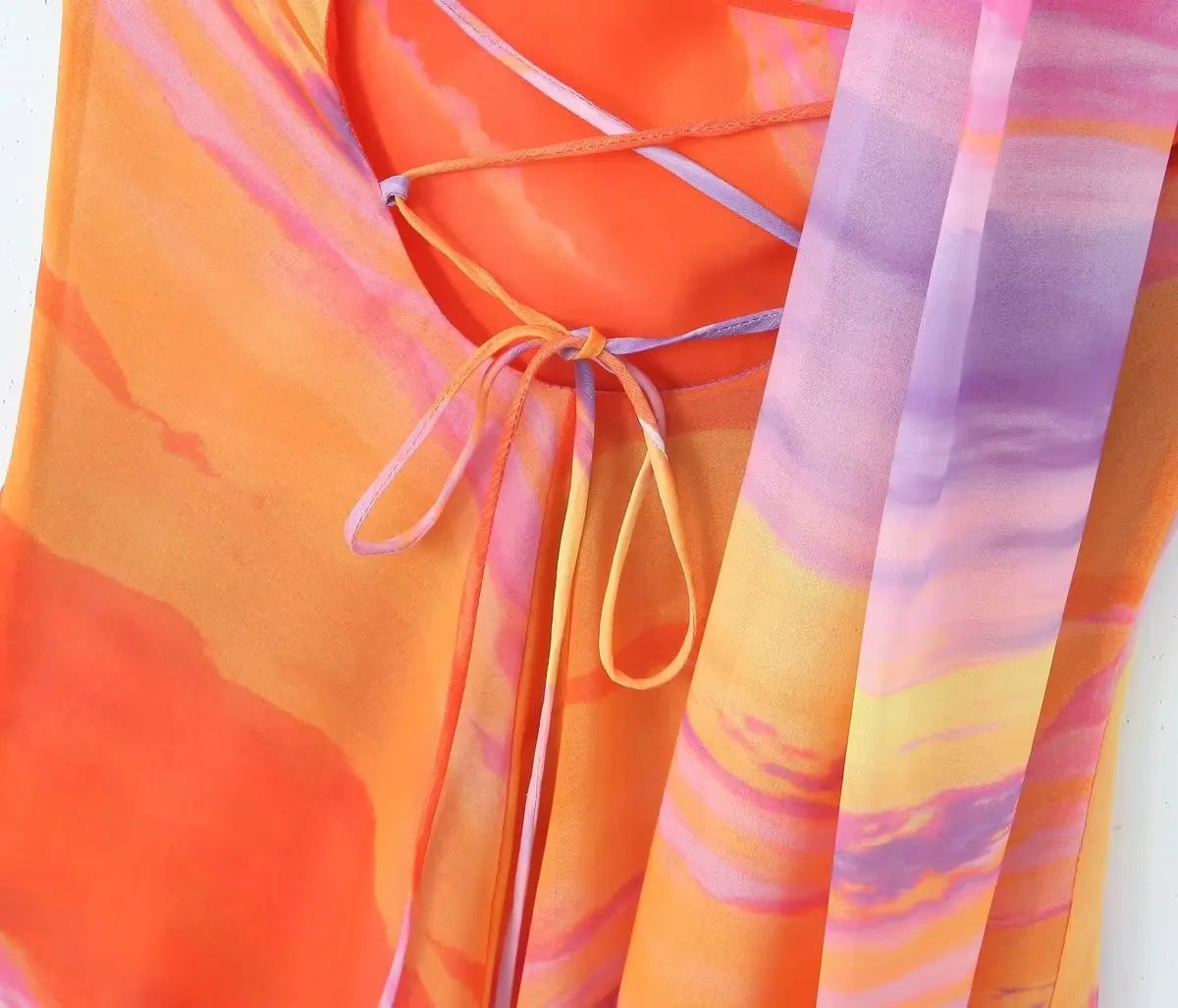 Orange Abstract One Shoulder Mini Dress | Summer Party Dress
