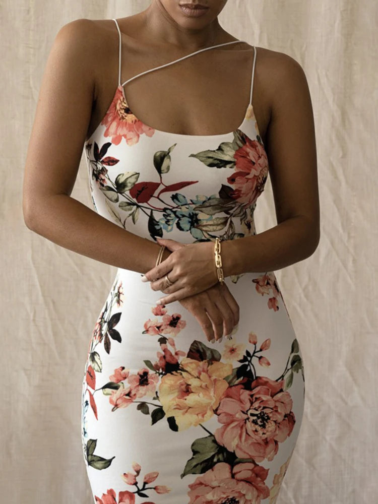 Floral Bodycon Midi Dress | Elegant Summer Slip Dress