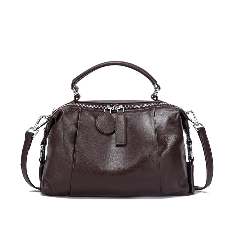 Soft Leather Crossbody Bag for Women | Elegant Top Handle Handbag | Casual Everyday Shoulder Purse | Minimalist Fashion Tote