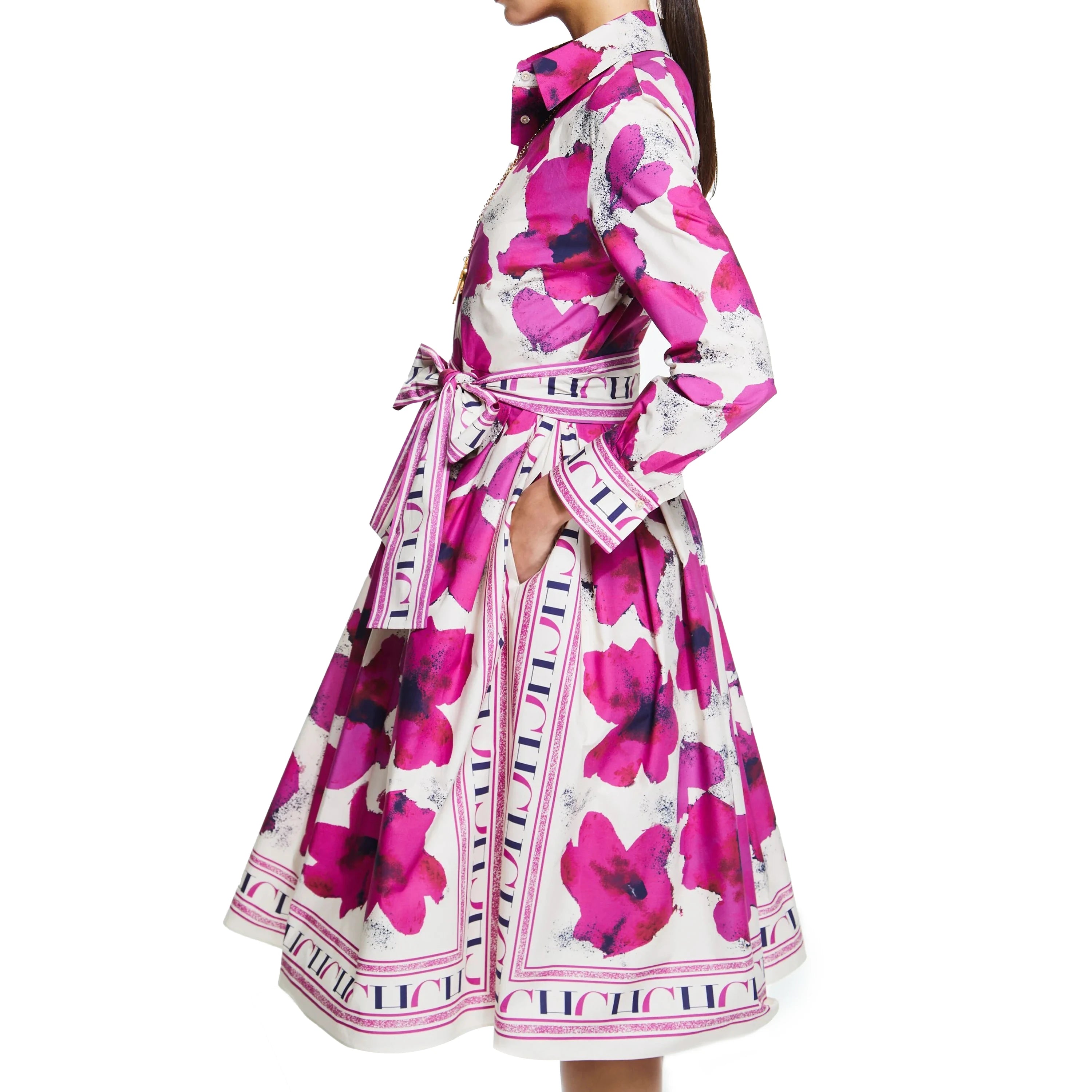 Floral Shirt Midi Dress Women | Long Sleeve Belted A Line Elegant Dress