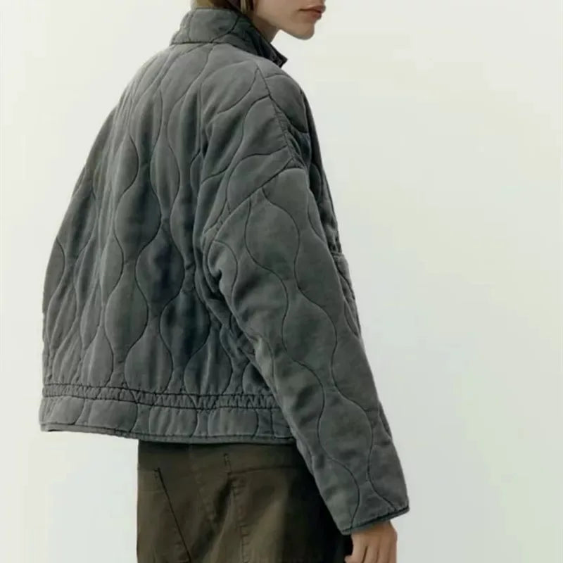 Women’s Quilted Puffer Jacket | Lightweight Cropped Zip-Up Coat