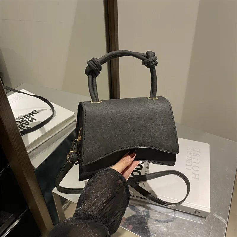 Knot Handle Handbag for Women | Elegant Mini Crossbody Satchel | Modern Top Handle Shoulder Purse