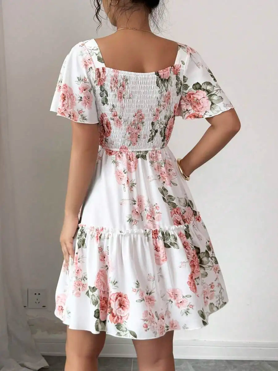 Floral Smocked Mini Dress | Cottagecore Summer Dress