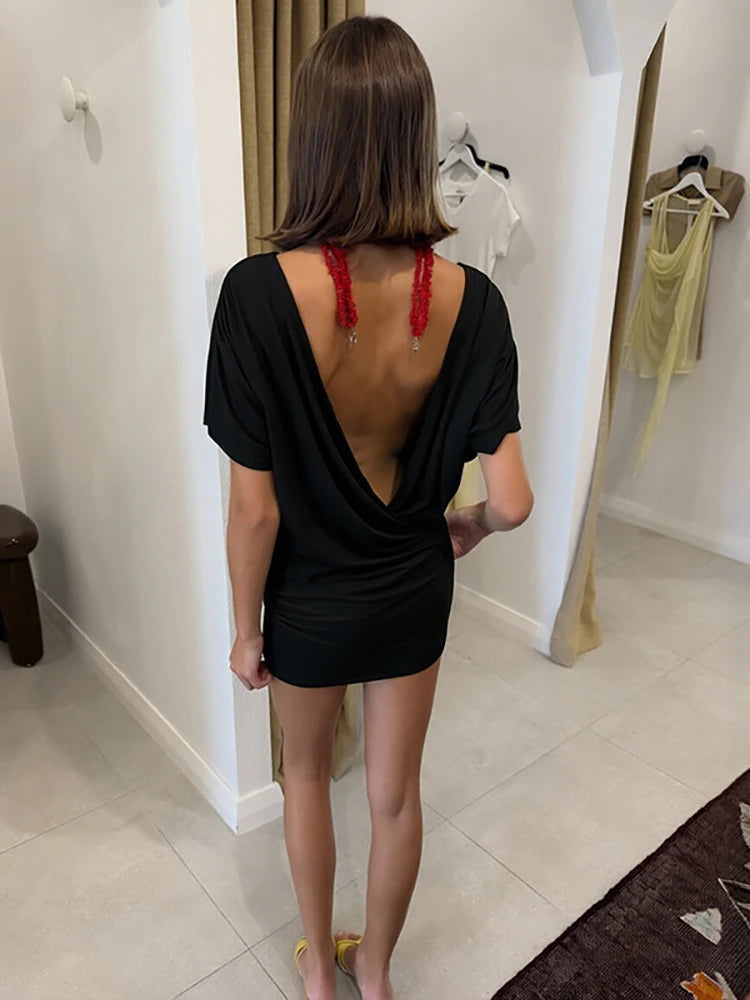 Women’s Plunge Mini Dress | Sexy Draped Bodycon Cocktail Party Dress