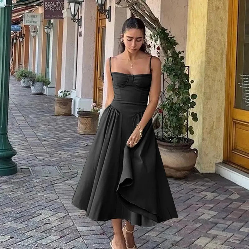 Strap Midi Dress Women | Fit and Flare A Line Casual Summer Dress