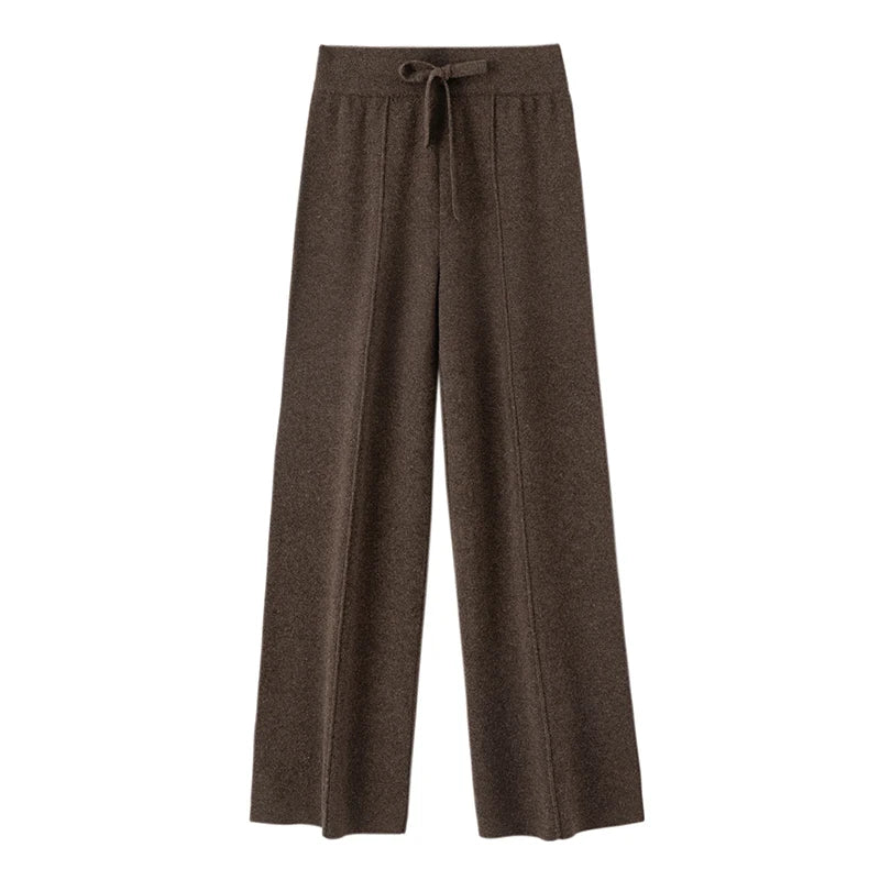 Women High Waist Straight Leg Lounge Pants Minimalist Drawstring Casual Trousers