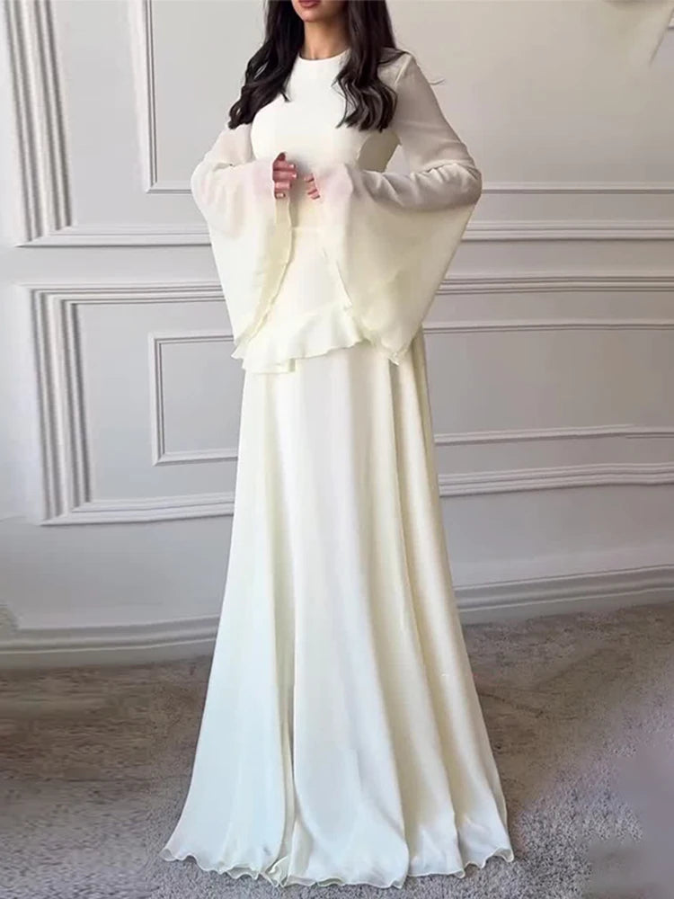 Long Sleeve Maxi Dress Women | Ruffle A Line Elegant Evening Dress