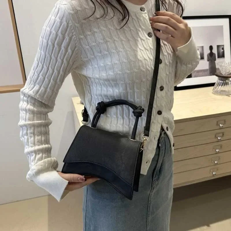 Knot Handle Handbag for Women | Elegant Mini Crossbody Satchel | Modern Top Handle Shoulder Purse