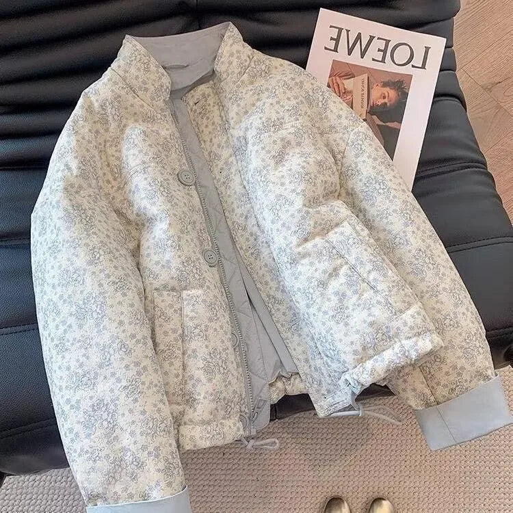 Women’s Floral Puffer Jacket | Cottagecore Lightweight Quilted Bomber Coat