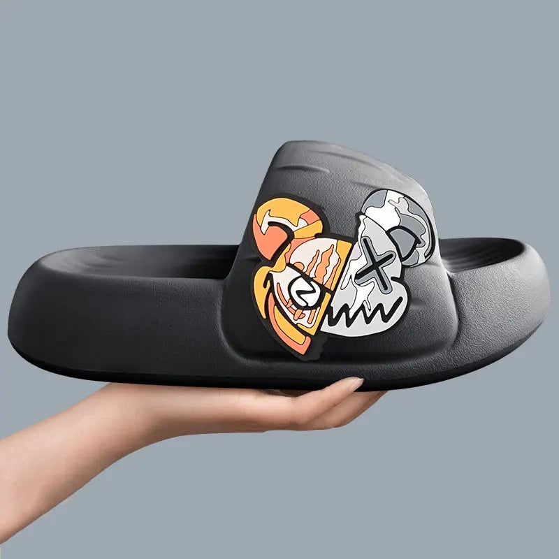 Women’s Graphic Slide Slippers – Casual Cartoon Comfort Slides for Home, Beach & Everyday Wear