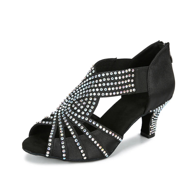Women’s Rhinestone Dance Heels – Elegant Open Toe Party Sandals for Ballroom, Evening & Occasion Wear