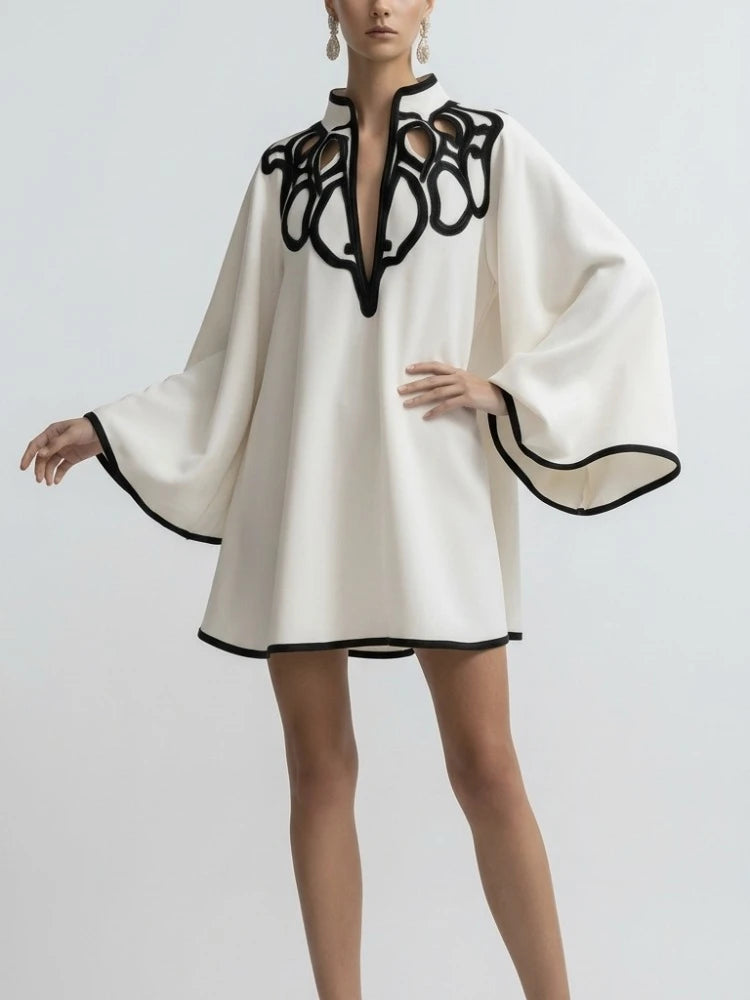 Kaftan Mini Dress Women | Long Sleeve Loose Fit Elegant Party Dress