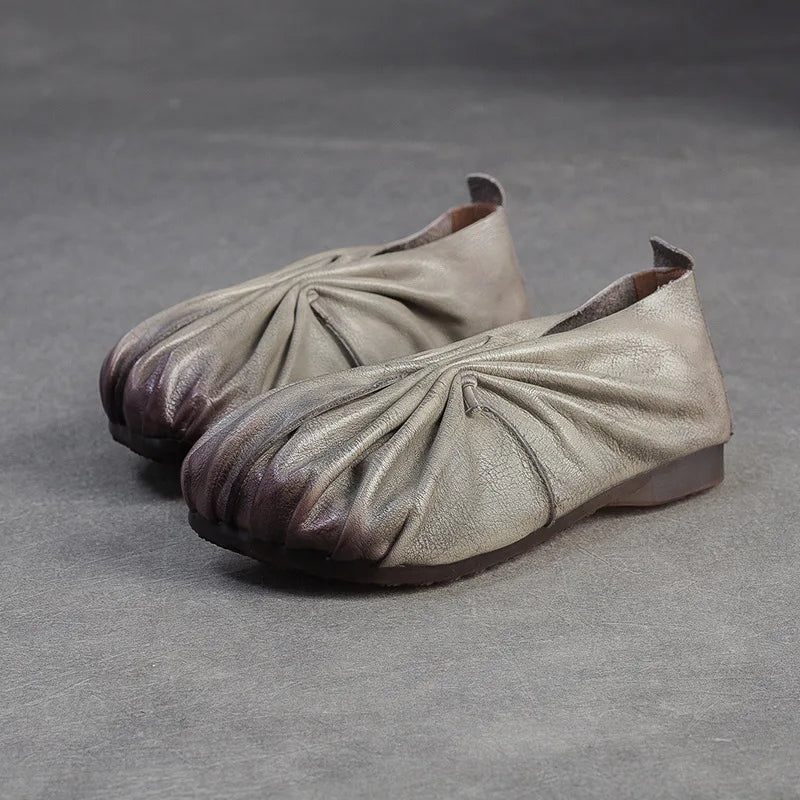 Women’s Pleated Ballet Flats – Soft Round Toe Slip-On Shoes for Casual, Office & Everyday Wear