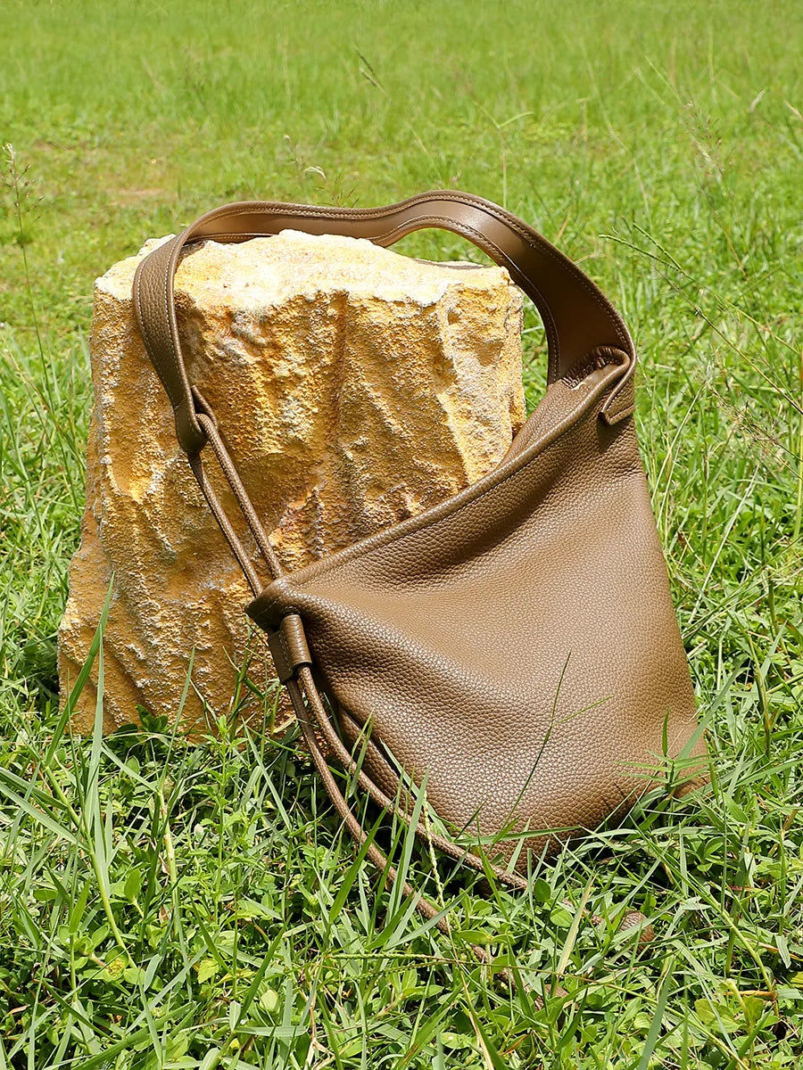 Minimalist Leather Hobo Bag for Women | Soft Slouchy Shoulder Bag | Large Everyday Tote Purse | Elegant Office & Travel Handbag