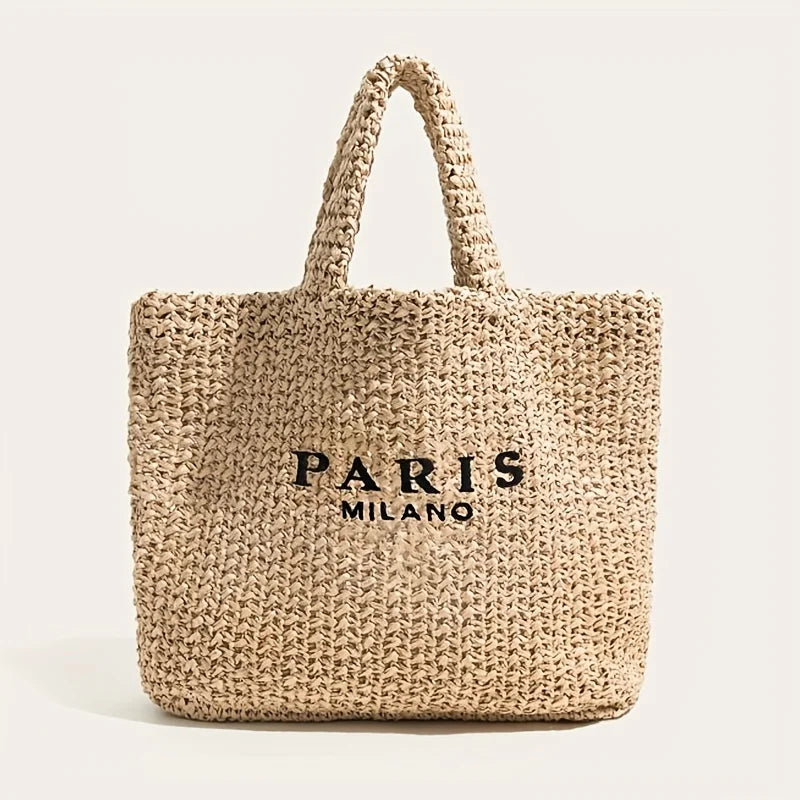 Woven Straw Tote Bag for Women | Casual Summer Beach Handbag | Large Capacity Shopper Purse | Boho Everyday Travel Tote