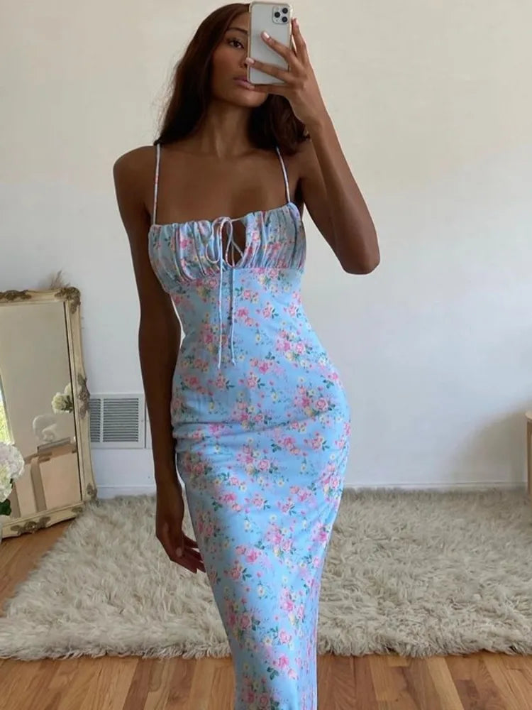 Floral Corset Midi Dress | Cottagecore Summer Dress