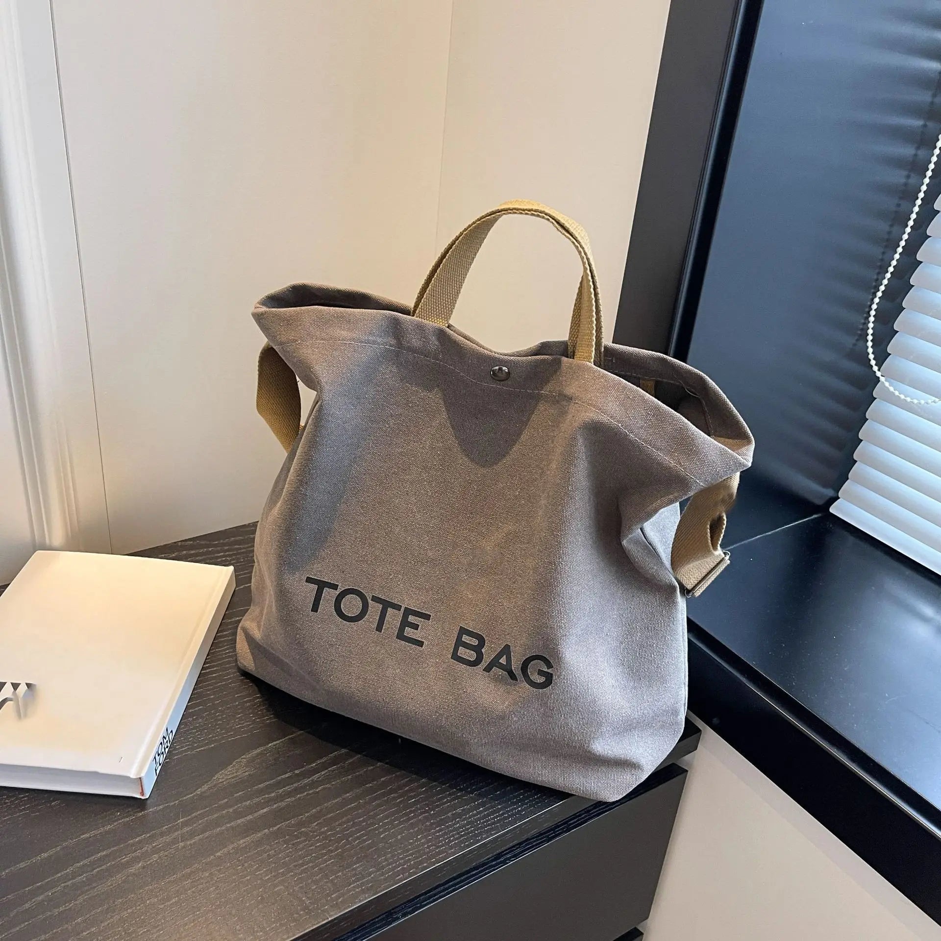 Canvas Tote Bag for Women | Casual Large Capacity Shoulder Handbag | Minimalist Everyday Shopper Tote | Travel Carry Bag
