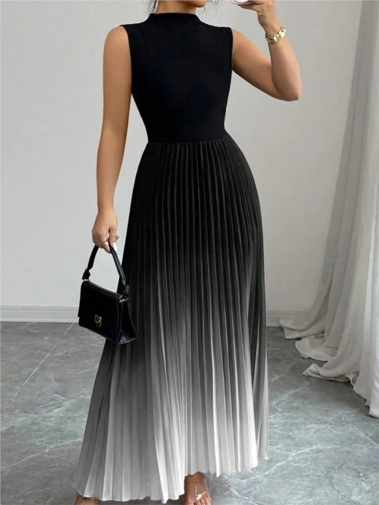 Pleated Midi Dress Women | Sleeveless A Line Elegant Evening Dress