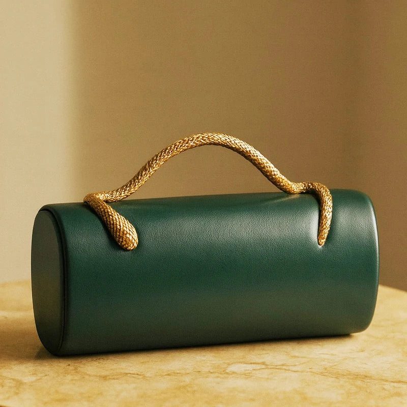 Luxury Snake Handle Clutch Bag for Women | Sculptural Evening Clutch Purse | Designer Inspired Party Handbag | Elegant Statement Bag