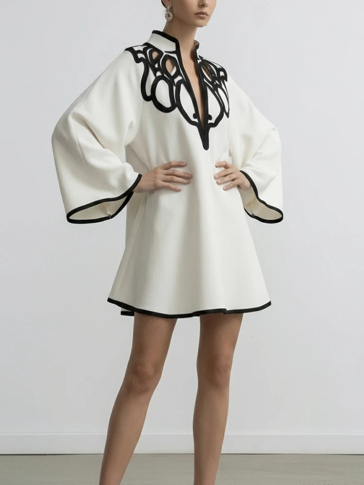 Kaftan Mini Dress Women | Long Sleeve Loose Fit Elegant Party Dress