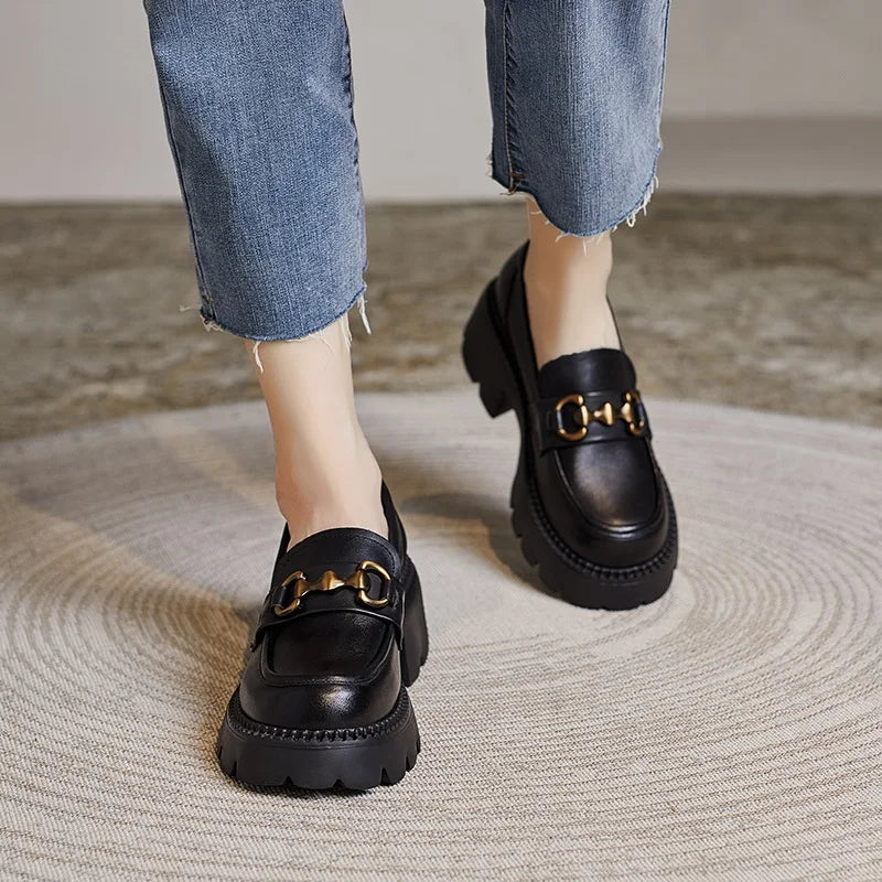 Women’s Chunky Platform Loafers – Casual Slip-On Shoes for Office, Streetwear & Everyday Fashion