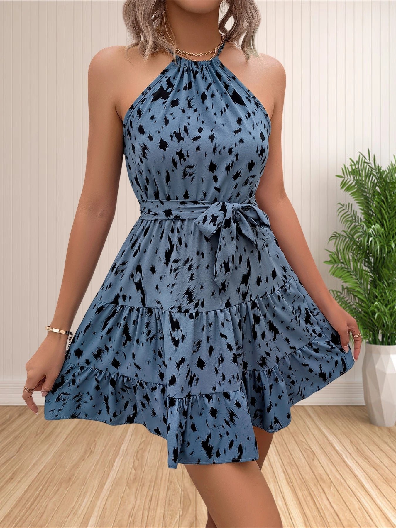 Halter Ruffle Mini Dress | Summer Party Dress