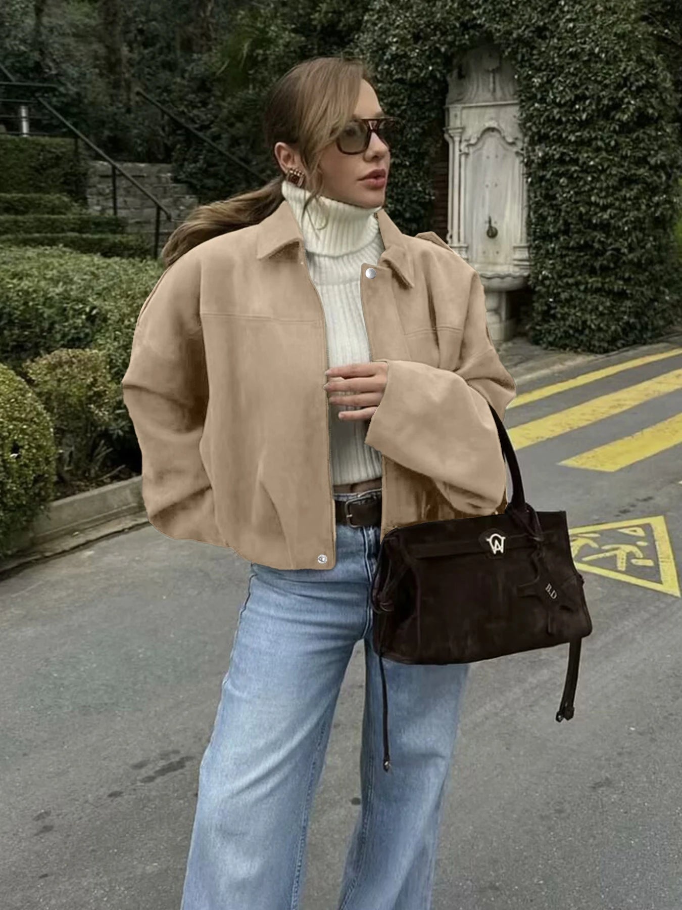 Oversized Bomber Jacket | Cropped Minimalist Coat