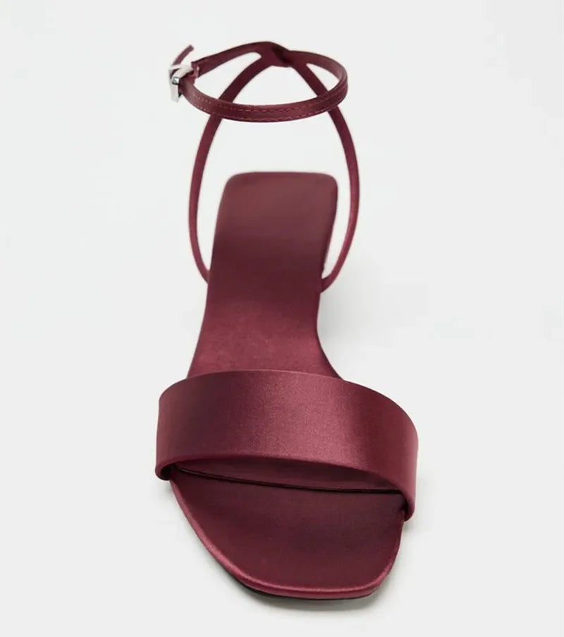 Women’s Ankle Strap Kitten Heel Sandals – Minimalist Open Toe Party Heels for Evening & Occasion Wear