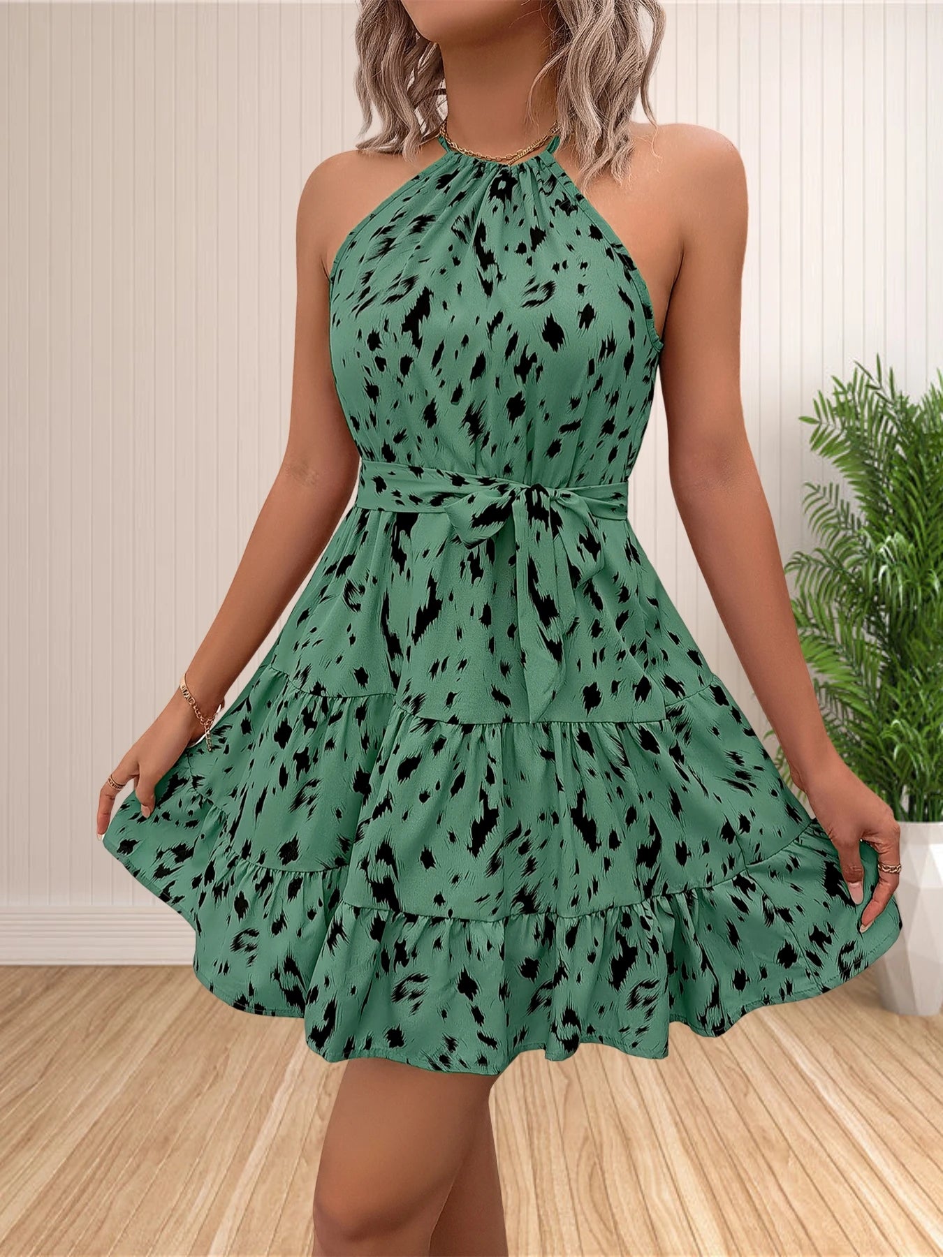 Halter Ruffle Mini Dress | Summer Party Dress