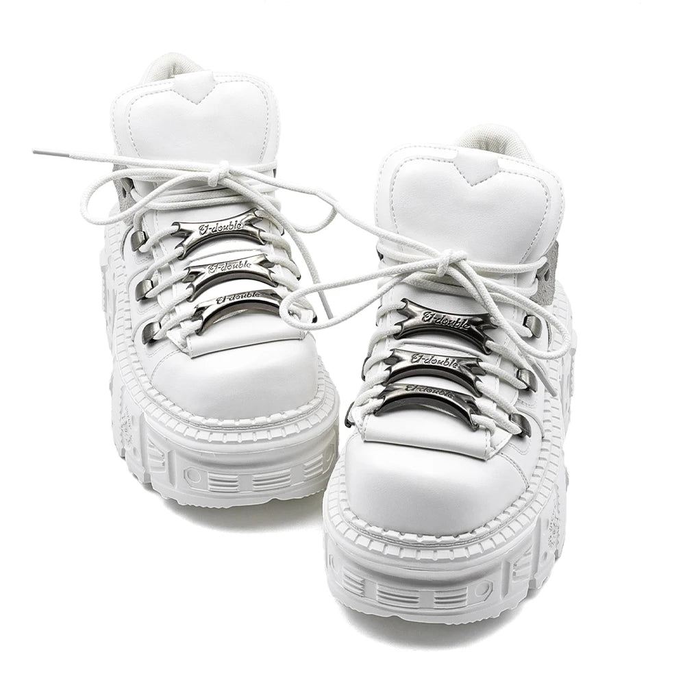 Women’s Platform Chunky Sneakers – Gothic Streetwear Lace-Up Casual Shoes for Y2K & Harajuku Fashion