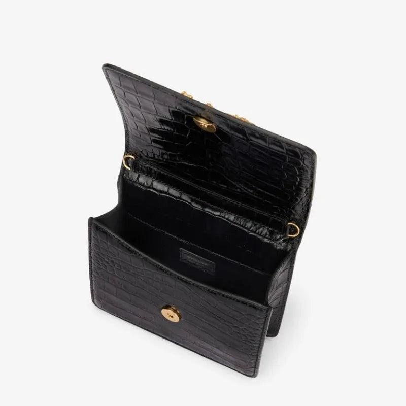 Luxury Tiger Handle Top Handle Bag for Women | Crocodile Embossed Crossbody Handbag | Designer Inspired Evening Shoulder Purse