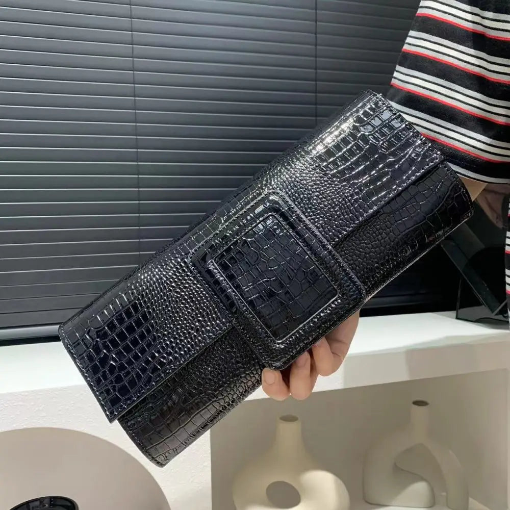 Luxury Croc Texture Clutch Bag for Women | Elegant Evening Party Purse | Designer Envelope Handbag | Fashion Wedding Clutch