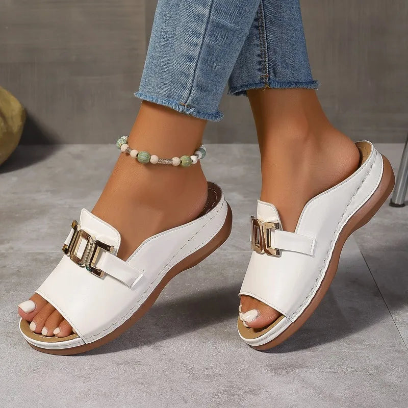 Women’s orthopaedic Comfort Slide Sandals – Casual Open Toe Flat Slippers for Everyday, Travel & Summer Wear