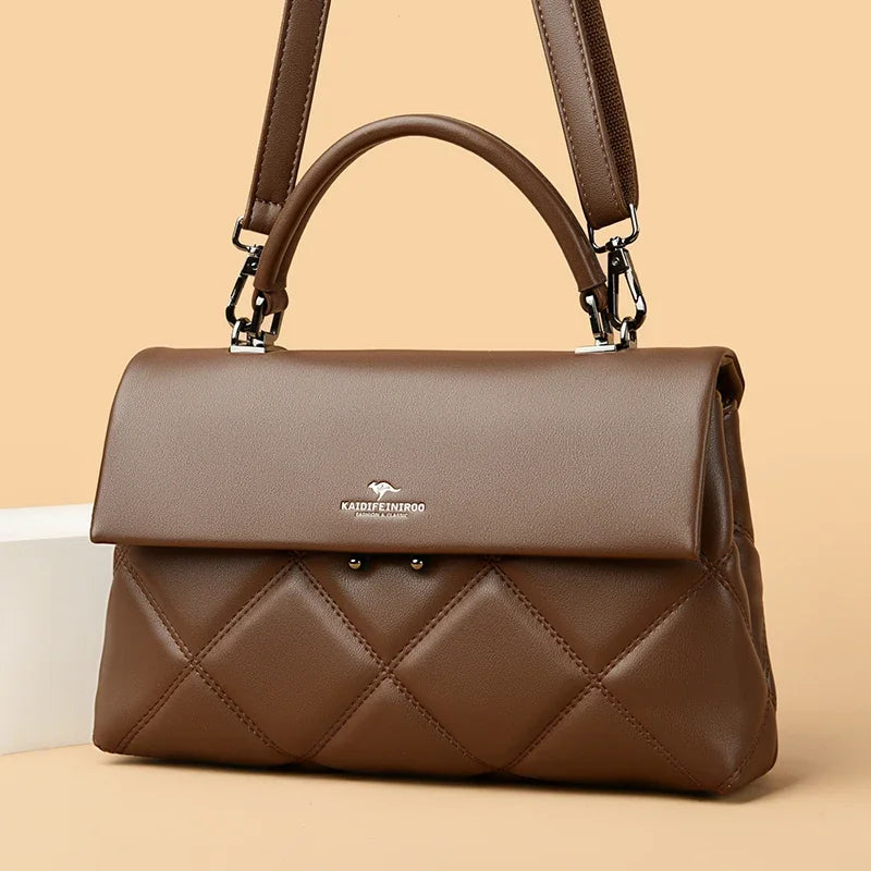 Quilted Top Handle Handbag for Women | Elegant Crossbody Satchel Purse | Luxury Shoulder Bag