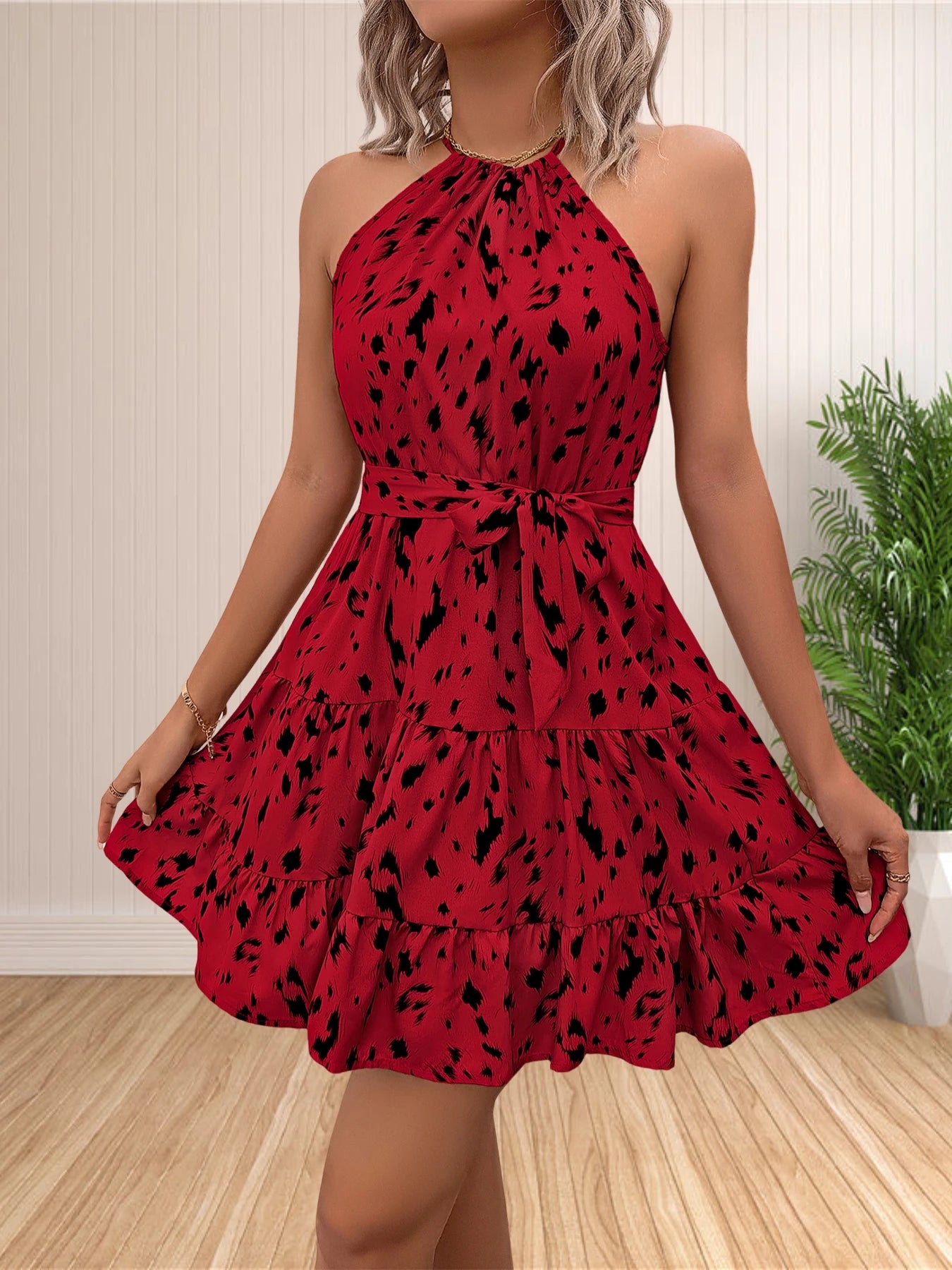 Halter Ruffle Mini Dress | Summer Party Dress