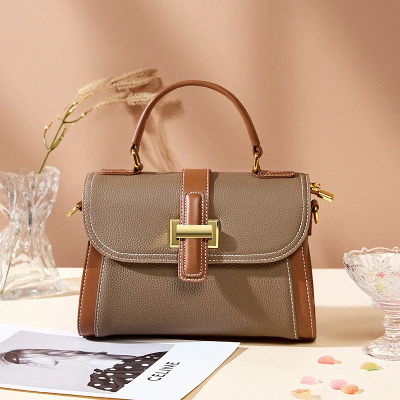 Elegant Top Handle Handbag for Women | Structured Crossbody Satchel Purse | Luxury Office Shoulder Bag