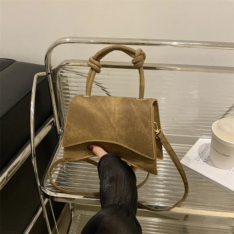 Knot Handle Handbag for Women | Elegant Mini Crossbody Satchel | Modern Top Handle Shoulder Purse