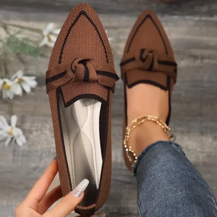 Women’s Pointed Toe Ballet Flats – Elegant Bow Detail Slip-On Shoes for Casual, Office & Everyday Wear